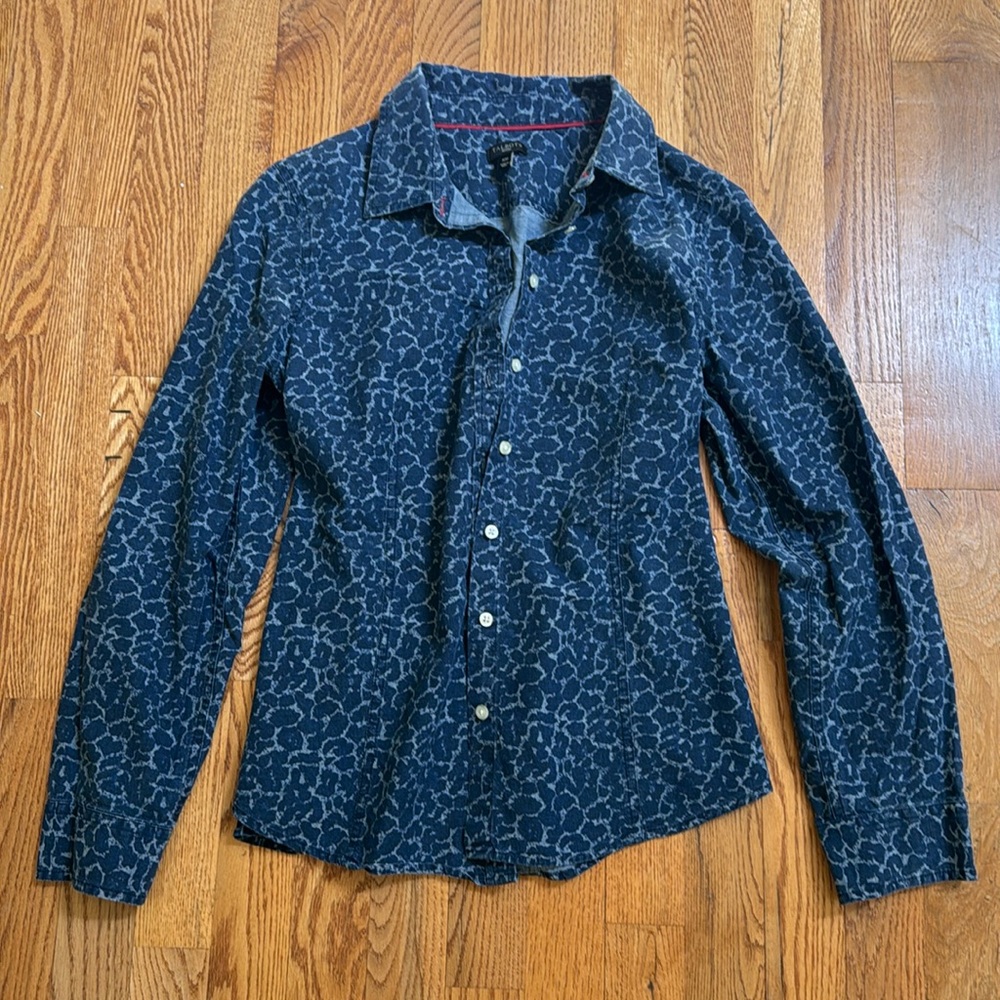Talbots denim pattern button up size 10P